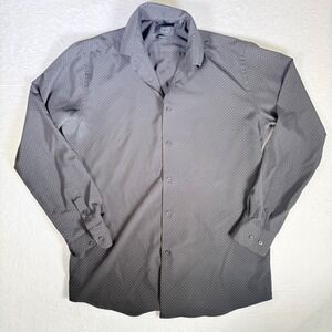 Jones New York Mens Black Micro Dot Long Sleeve Button Up Slim M 15-15.5‎ 32/33